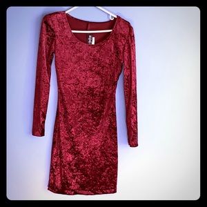 Vintage Crushed Red Velvet Cocktail Dress - Small